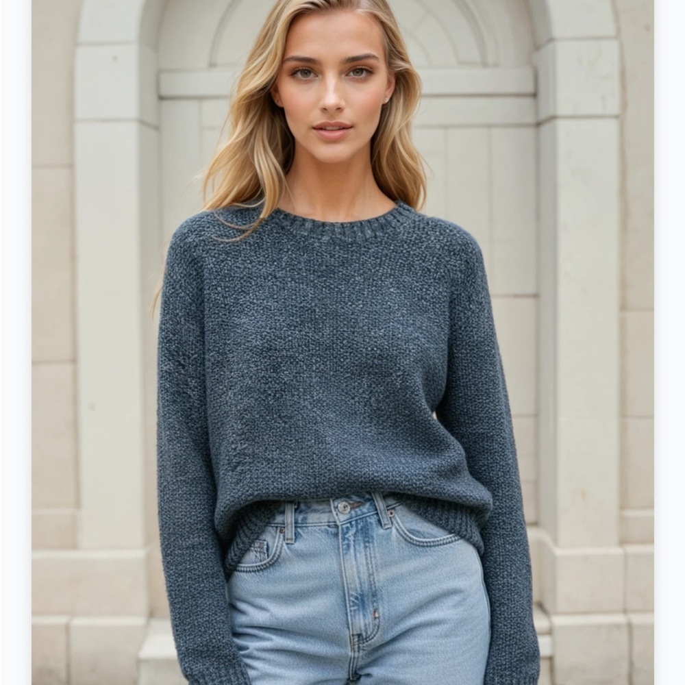Primark blue knit crewneck pullover sweater m